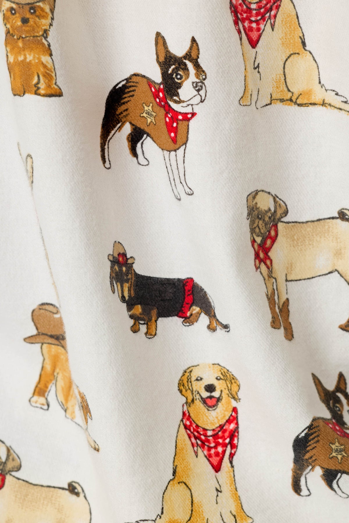 Howdy Paw-tner Dog Print 3-Piece Flannel PJ Set - IVORY