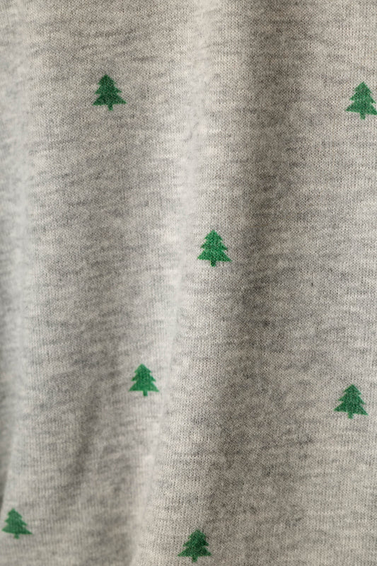 Happy Campawr Tree Print Long Sleeve & Pants Lounge Set - HEATHER GREY