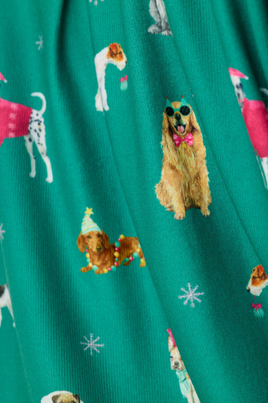 Happy Pawlidays Merry Mutts Dog Print Long Sleeve Top - GREENLAKE