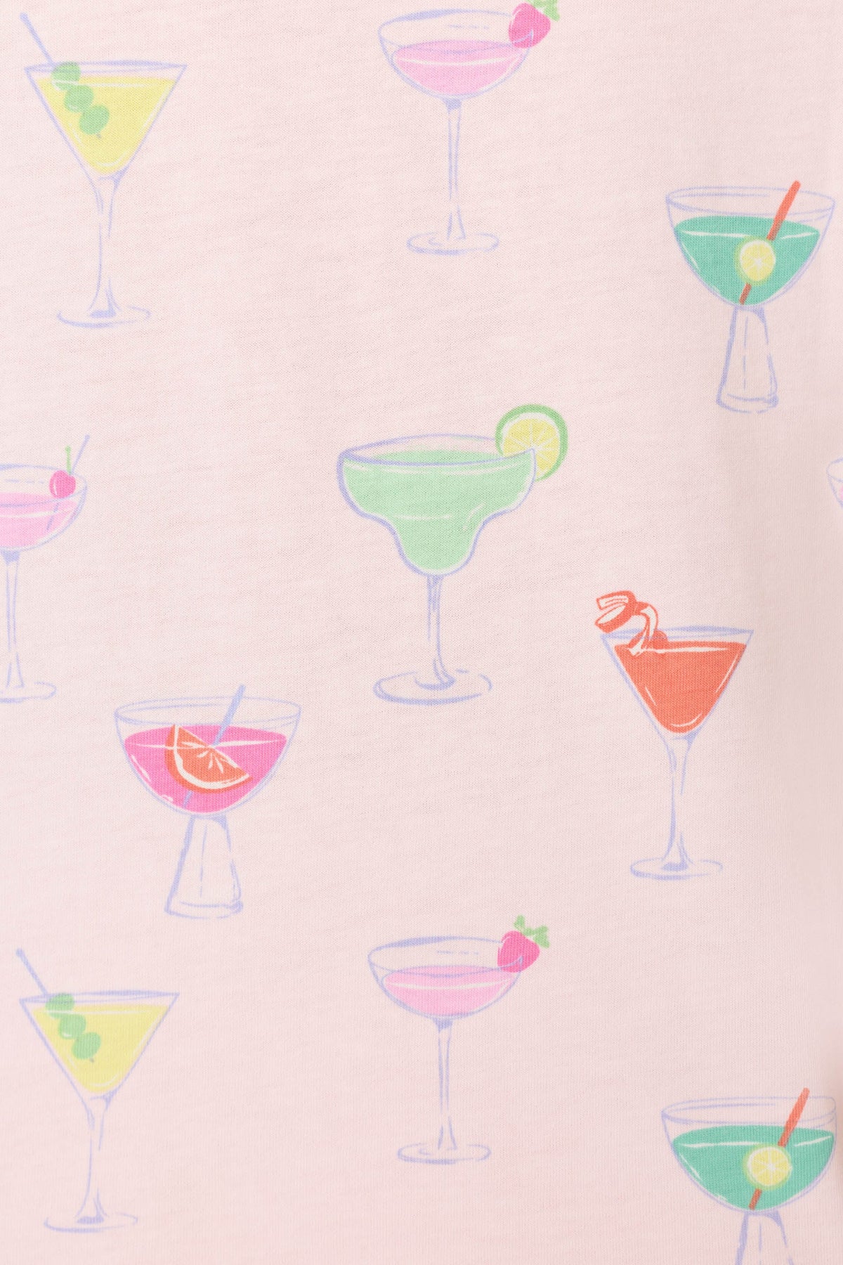 Whimsy Sip Happens Cropped PJ Set - LIGHT PINK