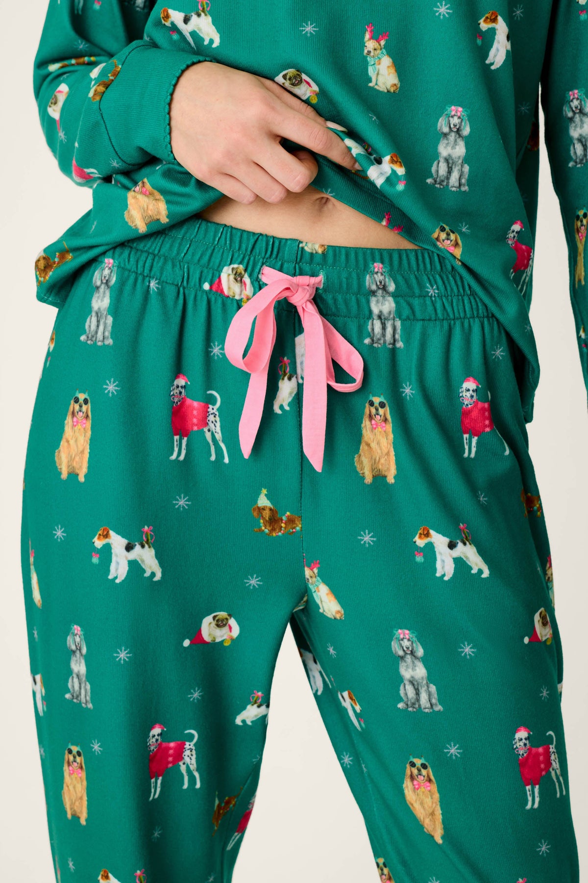 Happy Pawlidays Merry Mutts Dog Print Jogger Pants - GREENLAKE