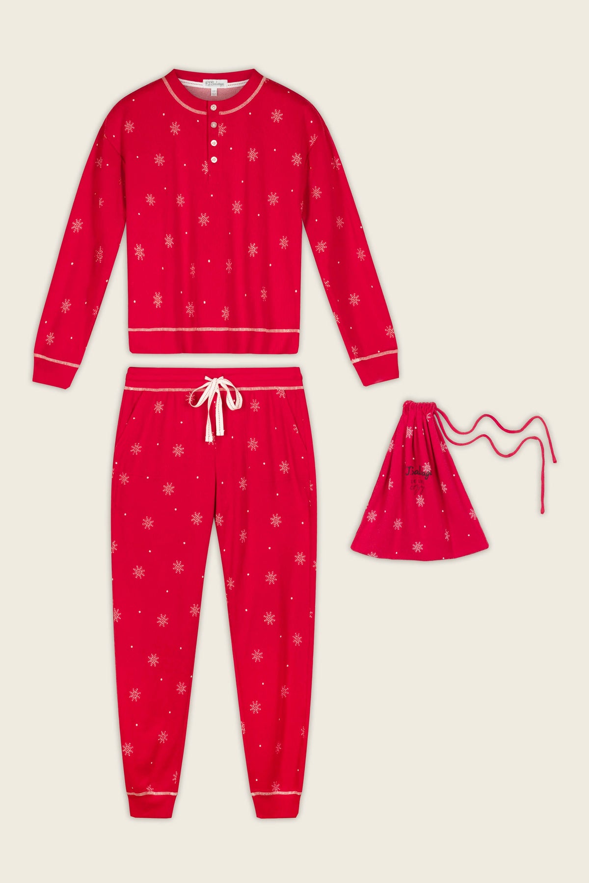 Snowflakes Print 3-Piece PJ Gift Set - LIPSTICK