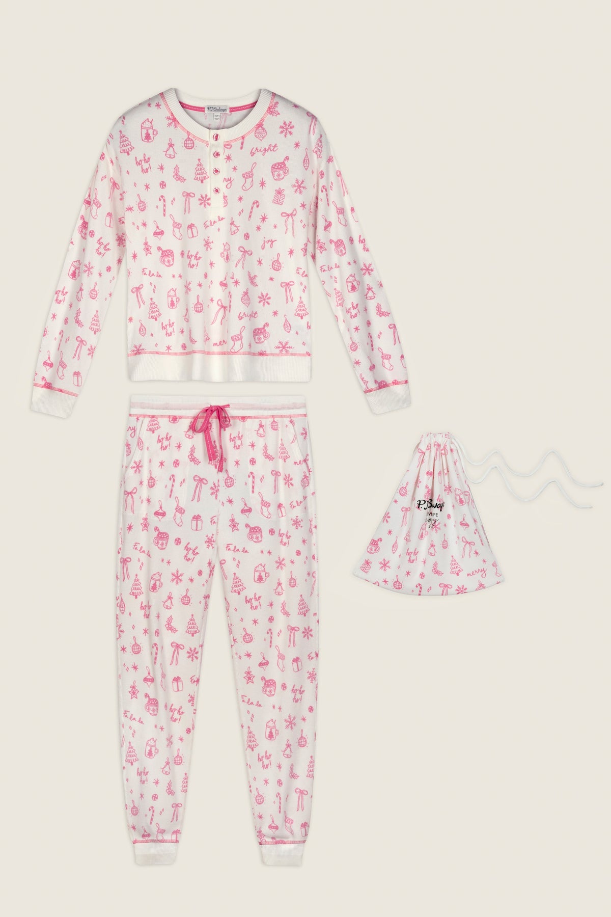 Holiday Print 3-Piece PJ Gift Set - WINTER ROSE