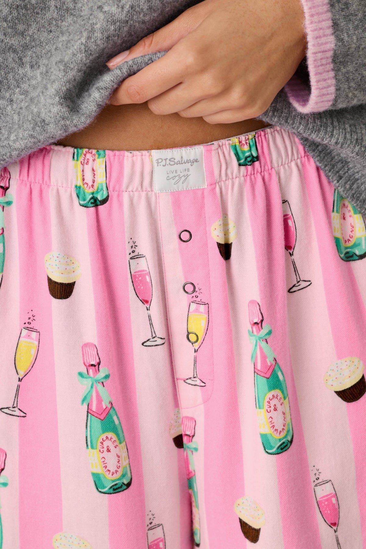 Cupcakes & Champagne Flannel Pajama Pants - BABY PINK