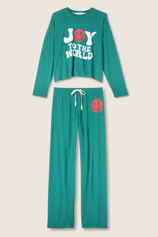 Joy to the World Long Sleeve Lounge Set - EMERALD