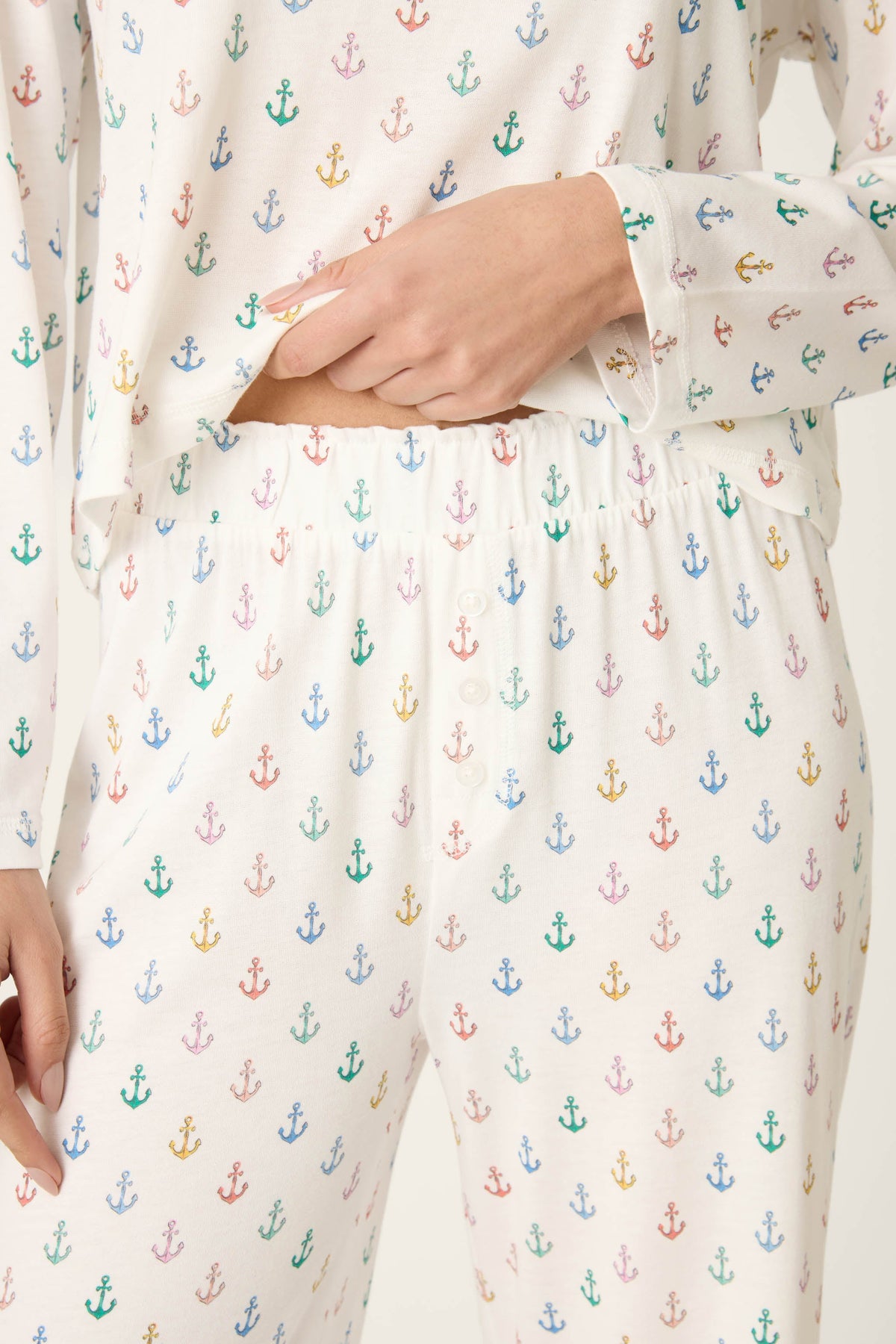 Meet Me By The Sea Anchors Aweigh Pajama Pants - IVORY