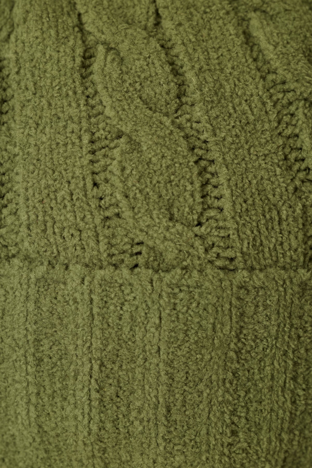 Cozy Chenille Cable Knit Olivine Beanie with Pompom - OLIVINE