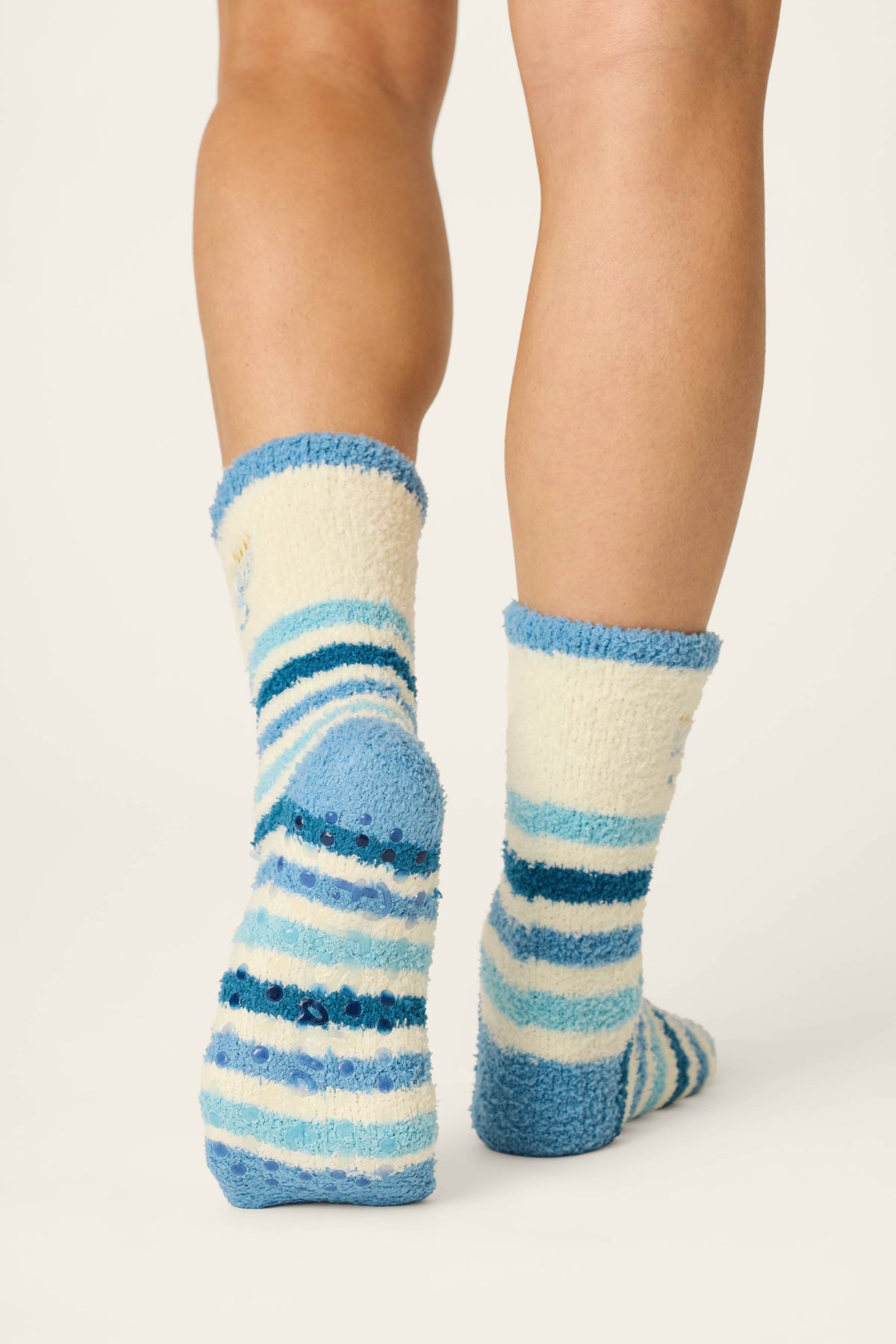 Hannukah Blue Stripes & Menorah Crew Socks - BLUE