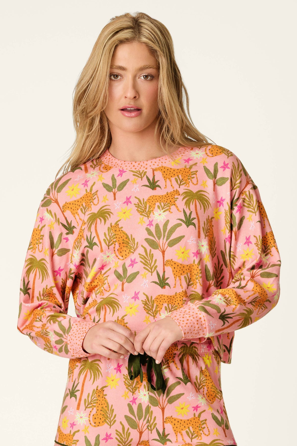 In the Jungle Leopard Safari Long Sleeve Top - BLOSSOM