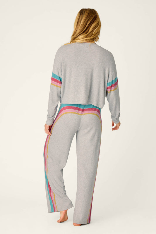 Takin’ It Easy Club Striped Lounge Set - HEATHER GREY