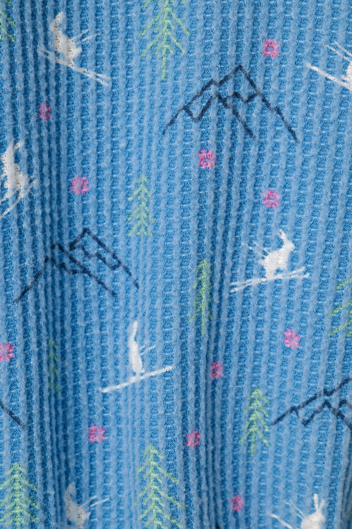 Ski Jammie Classics Skiing Bunnies Long Sleeve Jogger PJ Set - OFF BLUE
