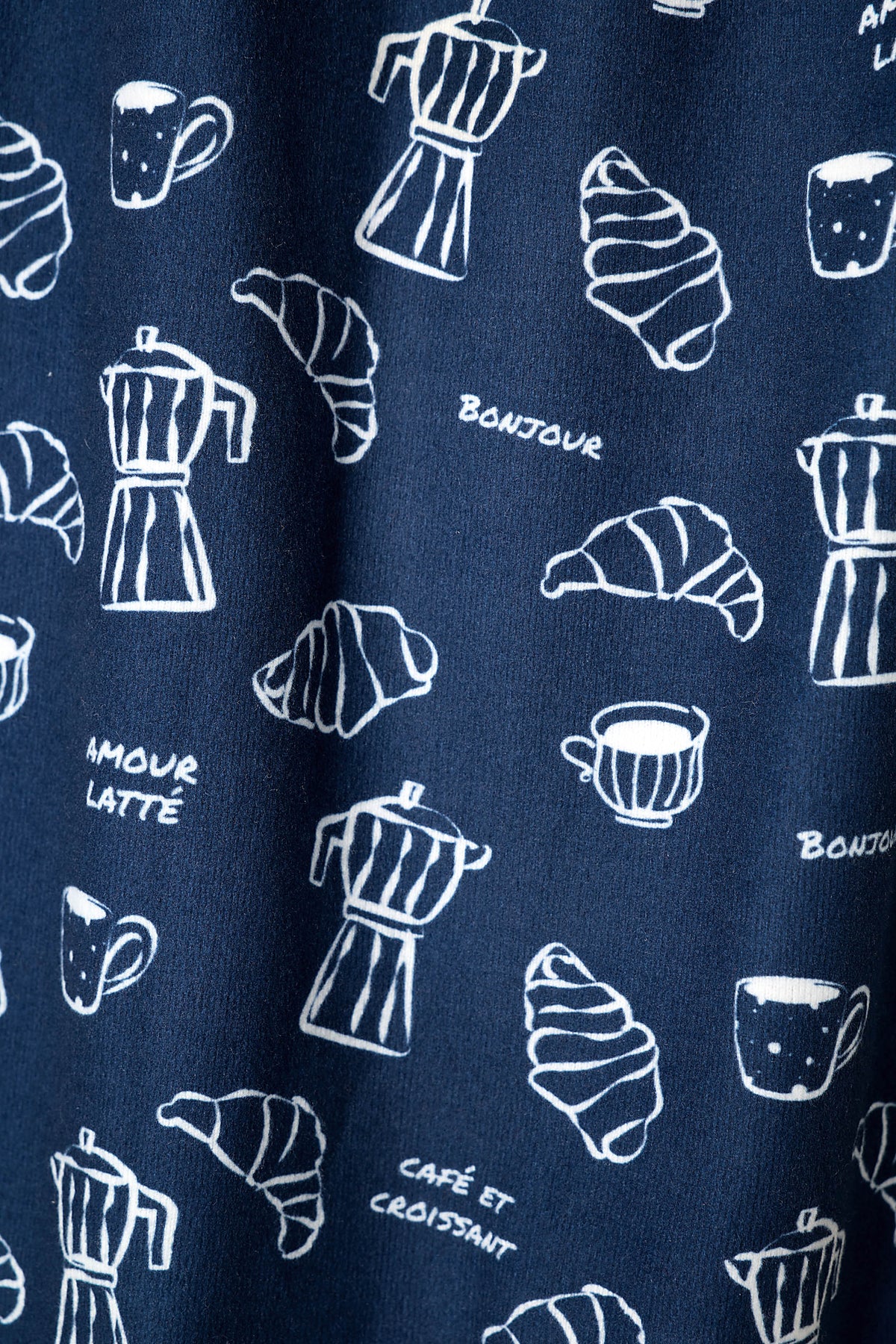 Bonjour Babe French Breakfast Print Long Sleeve PJ Set - DEEP NAVY
