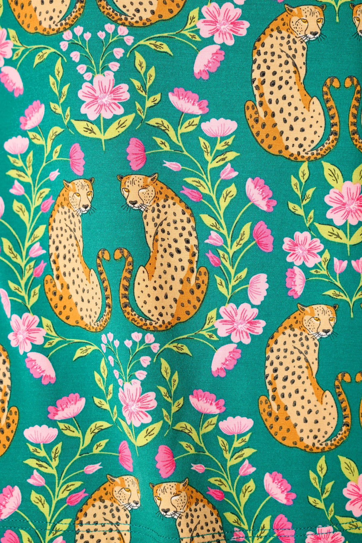 Cheetah Bonita Dreams Cheetah Print Long Sleeve PJ Set - TEAL BLUE