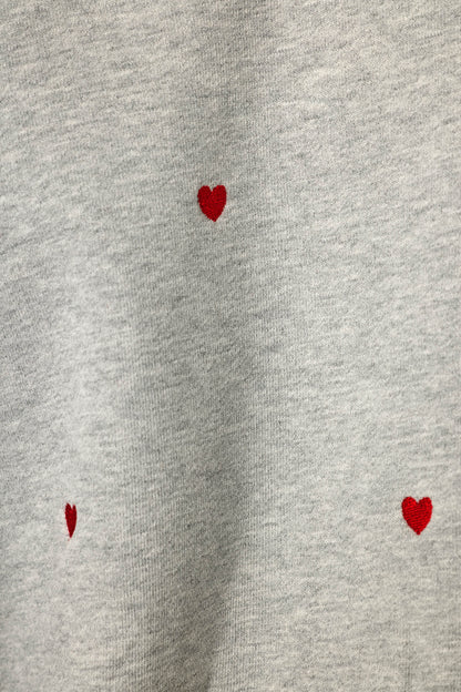 C'est La Vie Embroidered Hearts Frankie Sweatshirt - HEATHER GREY