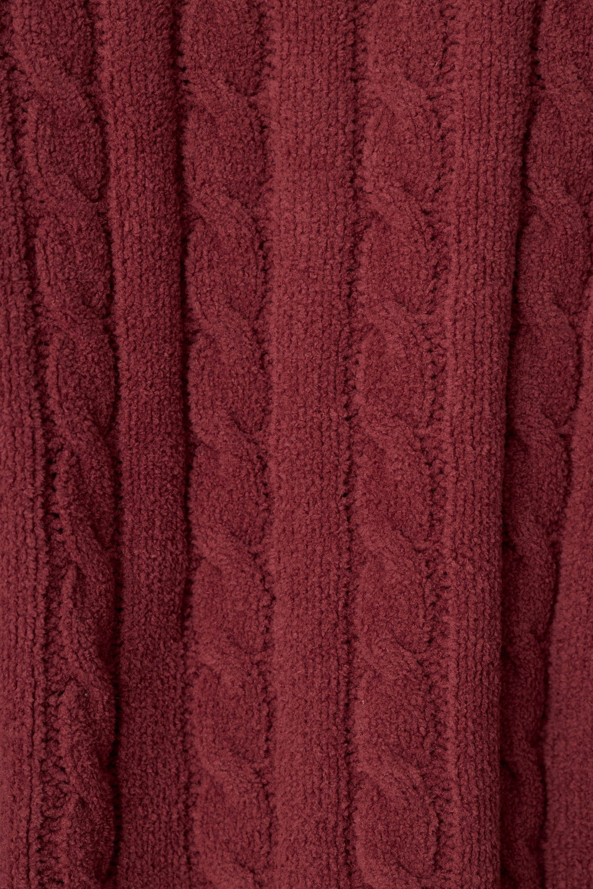 Cozy Chenille Cable Knit Dark Wine Pullover Lounge Set - DARK WINE