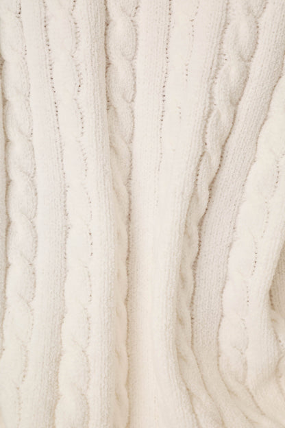 Cozy Chenille Cable Knit Ivory Lounge Pants - IVORY