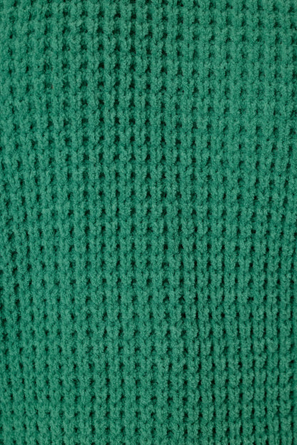 Cozy Chenille Waffle Green Mid-Calf Socks - BLUE GREEN