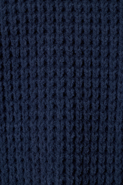 Cozy Chenille Waffle Deep Navy Sweater - DEEP NAVY