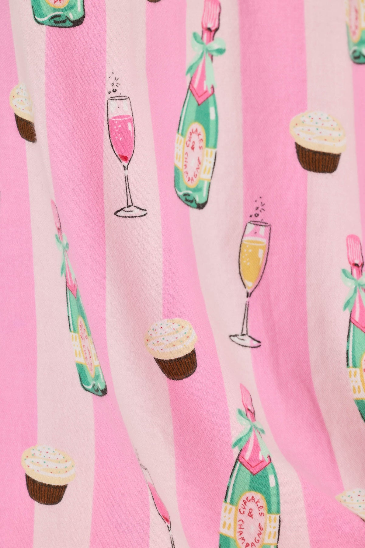 Cupcakes & Champagne Flannel Pajama Pants - BABY PINK