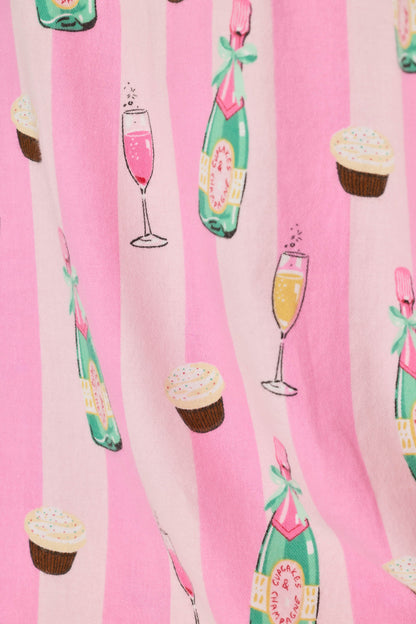 Cupcakes & Champagne Flannel Pajama Pants - BABY PINK