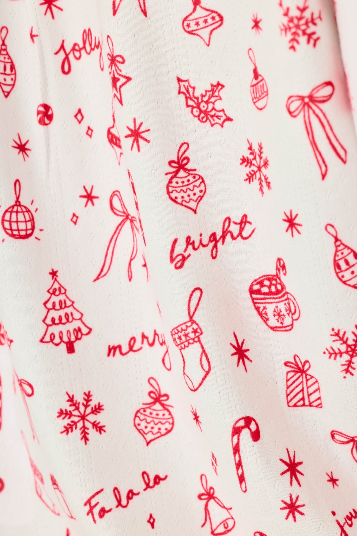 Femme de Noel Holiday Print 3-Piece PJ Set - IVORY