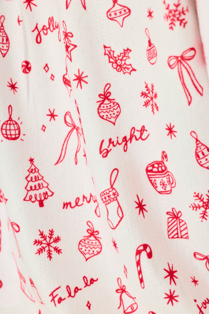 Femme de Noel Holiday Print 3-Piece PJ Set - IVORY