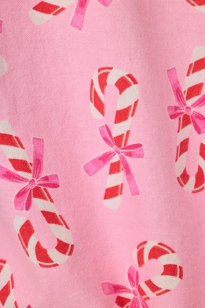 Sweeter Than Sugar Candy Cane Print 4-Piece PJ Set - BABY PINK