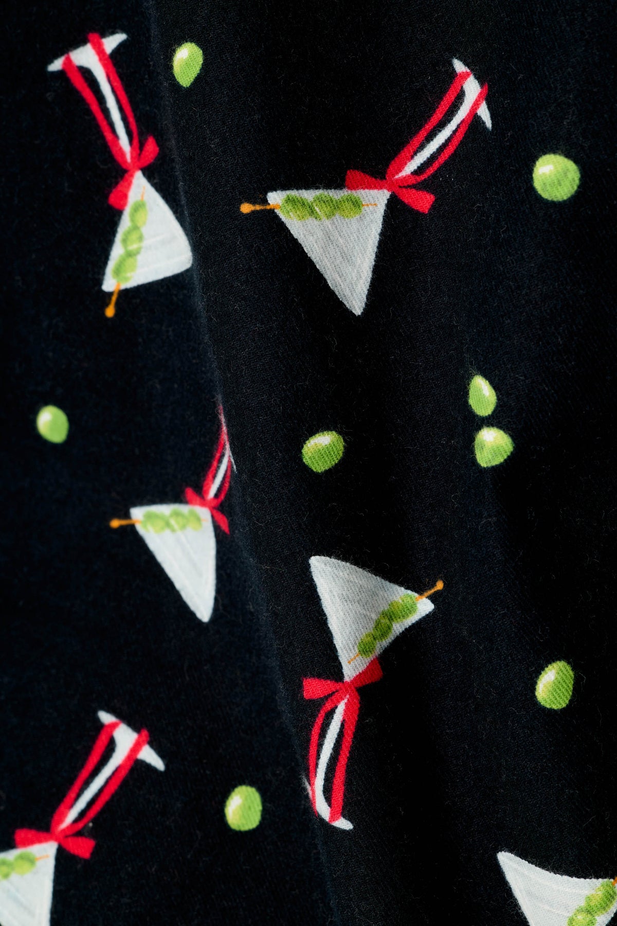 Christmas Cocktails Martini Print 4-Piece PJ Set - BLACK