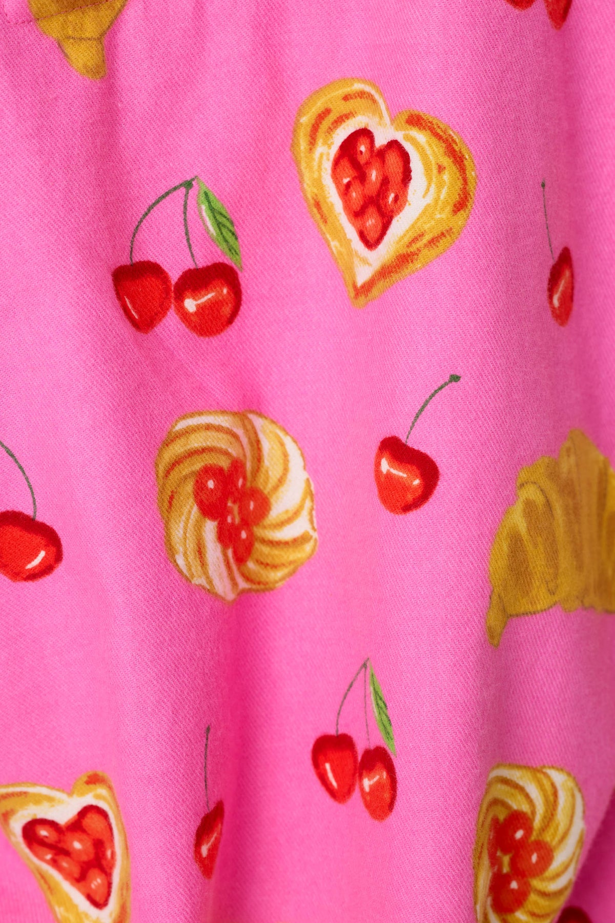 Sweet Cherry Tart Print Flannel Nightshirt - PINK ROSE
