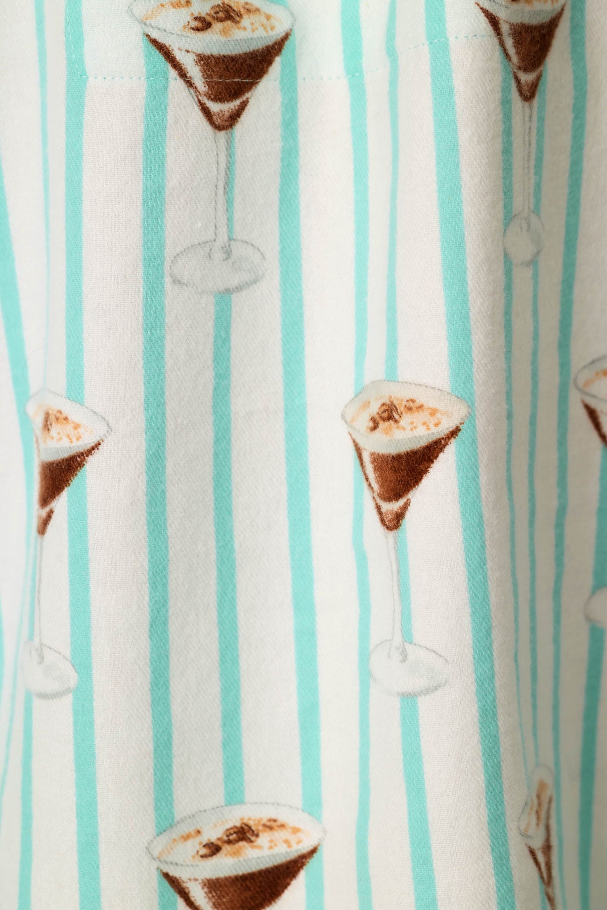 Espresso Martini Print 3-Piece Long Sleeve Flannel PJ Set - POOL BLUE