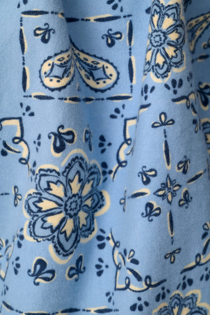Classic Paisley Bandana Print Flannel Pajama Pants - SOFT CHAMBRAY