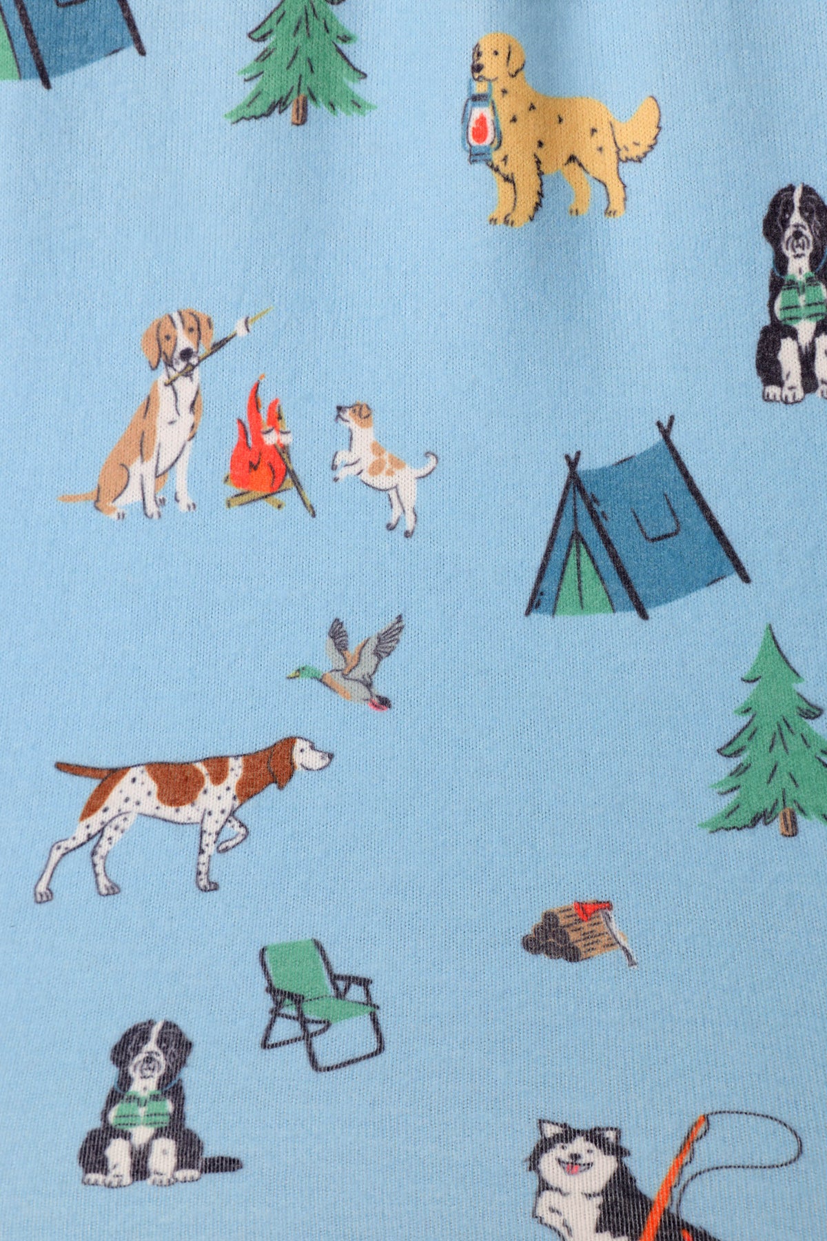 Happy Campawr Dogs Camping Print Jogger Pajama Pants - ANGEL BLUE