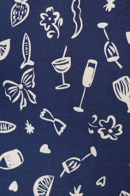 Playful Prints Al Fresco Bistro Pajama Pants - DARK NAVY
