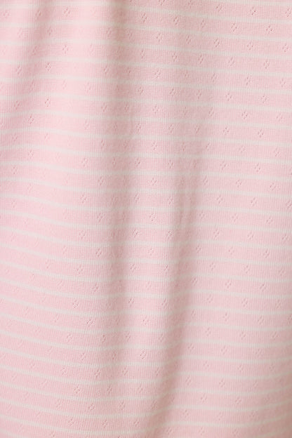 Pretty Stripes Tender Pink Pointelle Cardigan - TENDER PINK