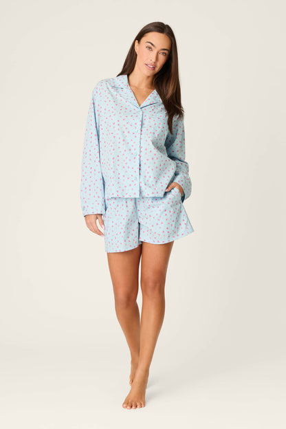 Afterparty Poplin Rosy Nights Short PJ Set - DREAM BLUE
