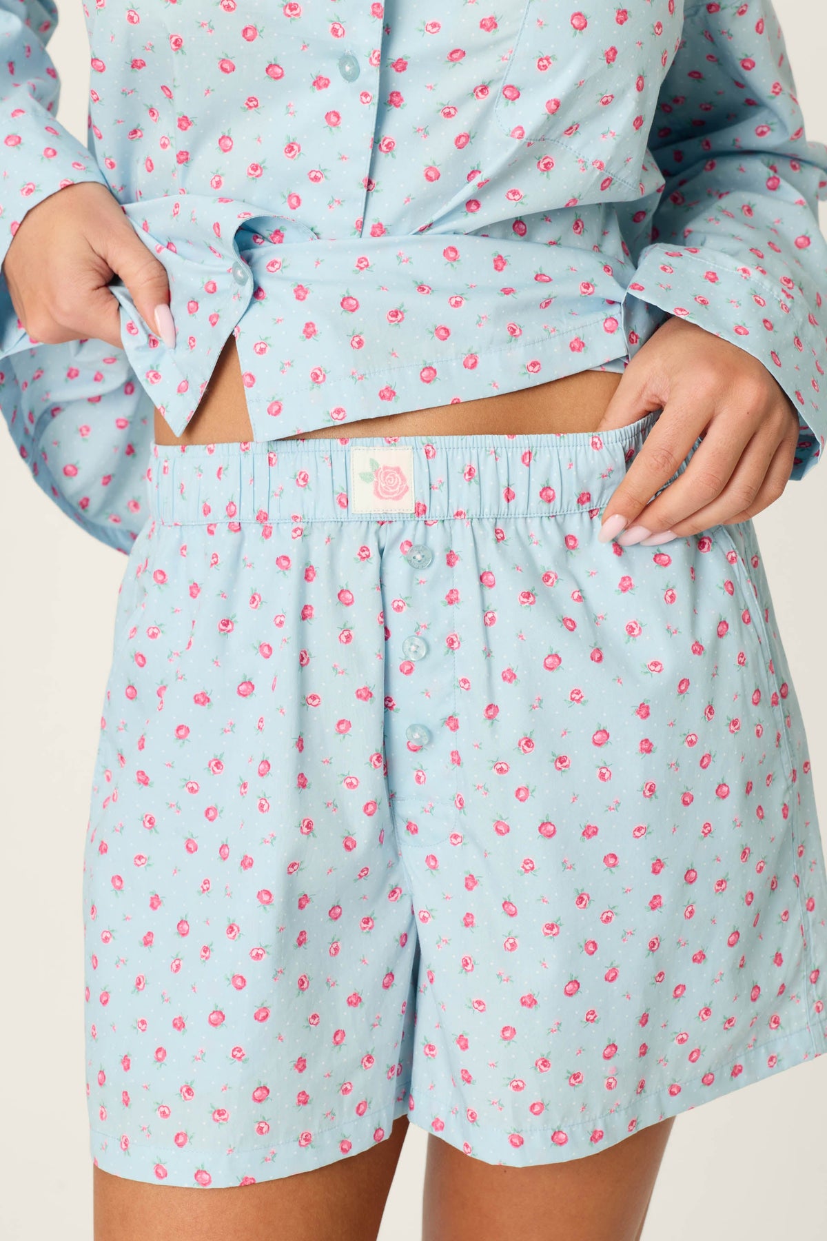 Afterparty Poplin Rosy Nights Short PJ Set - DREAM BLUE