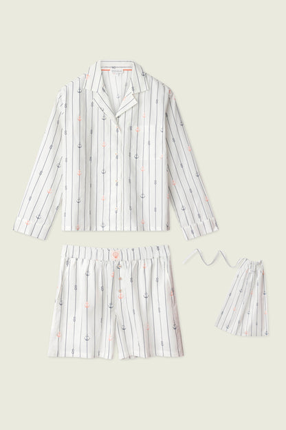 Afterparty Poplin Sail Away Short PJ Set - IVORY