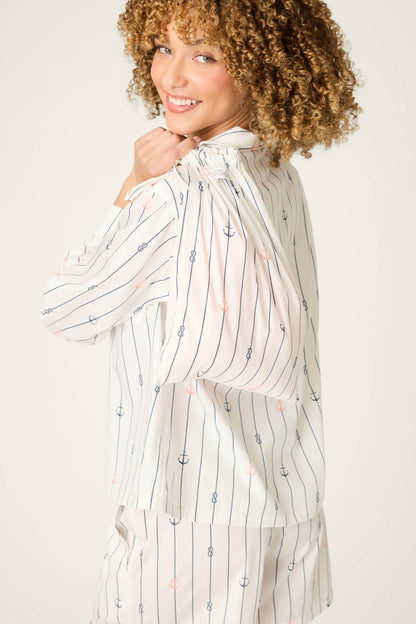 Afterparty Poplin Sail Away Short PJ Set - IVORY