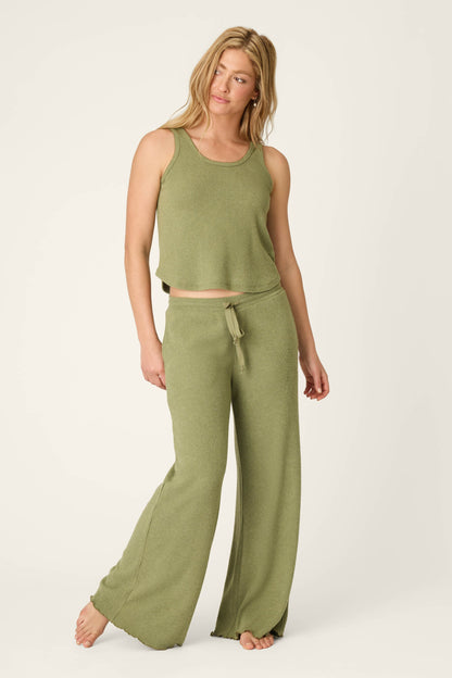 Soft Olive Rib Knit Lounge Tank Top - H DARK OLIVE
