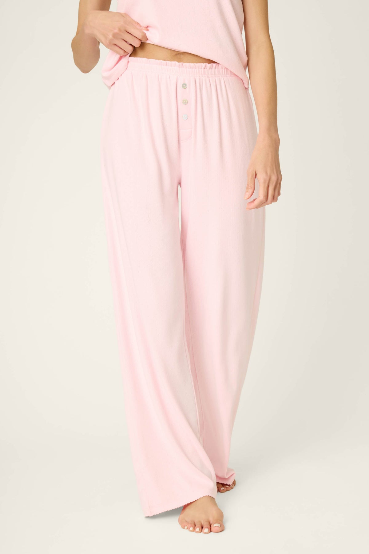 Pointelle Essentials Ballet Pink Open Leg Pants - BALLET PINK