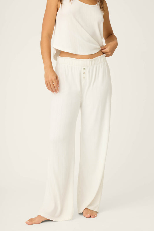 Pointelle Essentials Ivory Open Leg Pants - IVORY