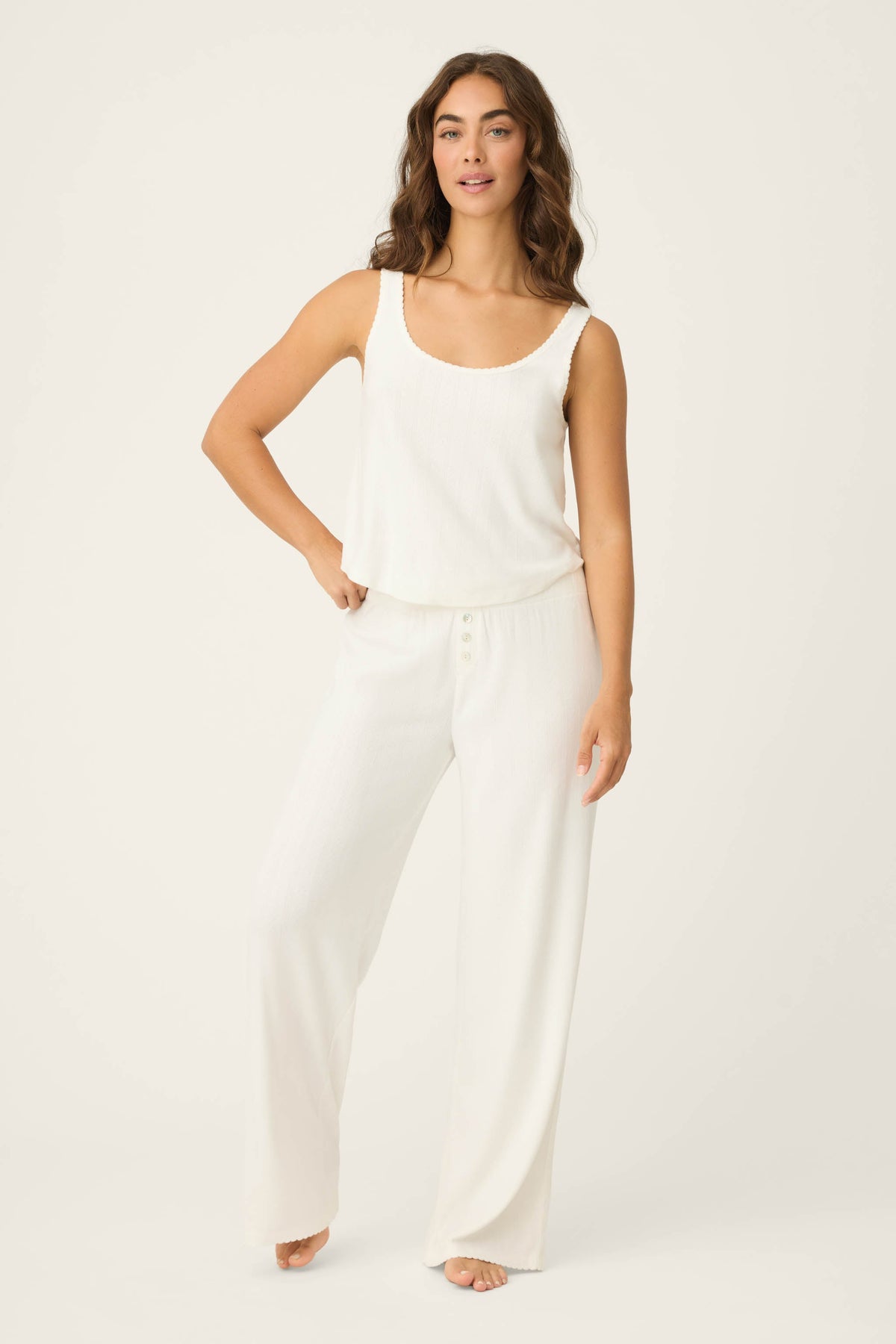 Pointelle Essentials Ivory PJ Set - IVORY