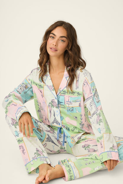 Whimsy Postcards From Paris PJ Set - NATURAL