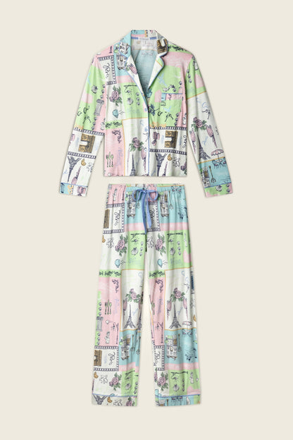 Whimsy Postcards From Paris PJ Set - NATURAL