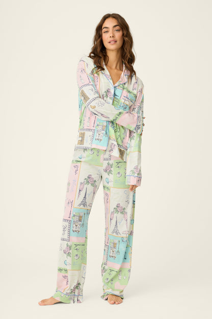 Whimsy Postcards From Paris PJ Set - NATURAL