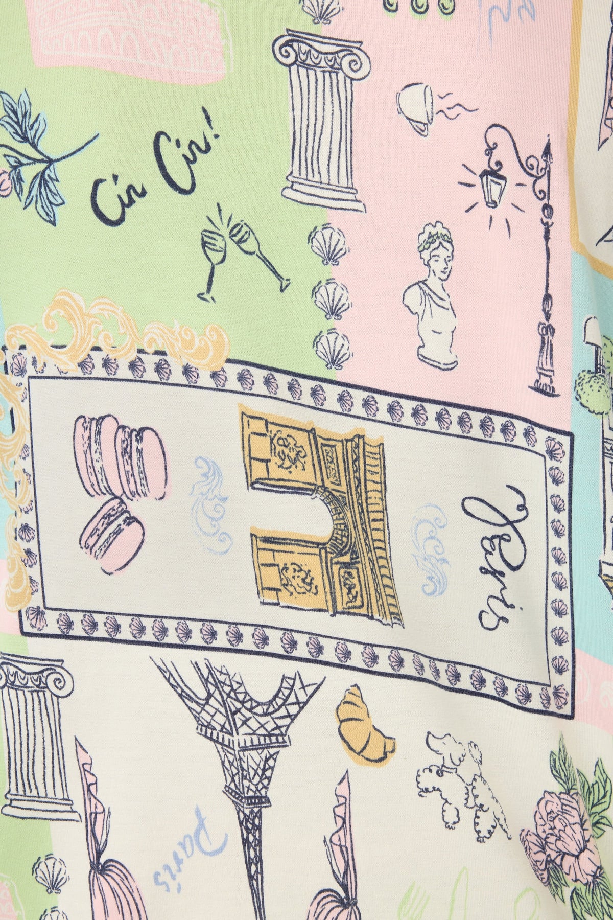 Whimsy Postcards From Paris PJ Set - NATURAL