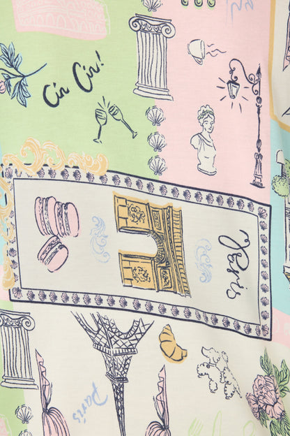 Whimsy Postcards From Paris PJ Set - NATURAL
