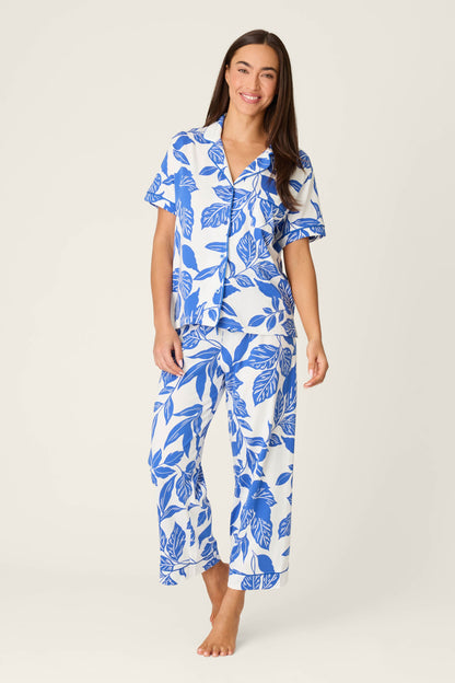 Whimsy Sapphire Garden Cropped PJ Set - COBALT