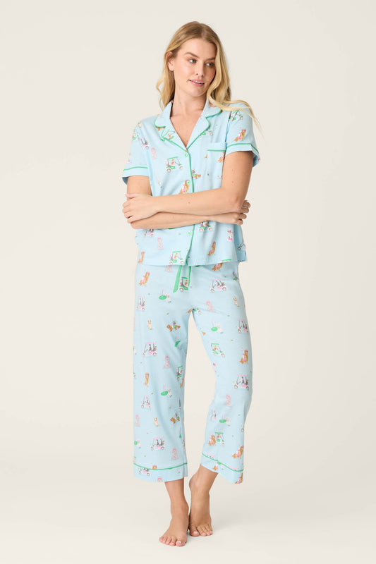Whimsy Putter Pup Cropped PJ Set - LIGHT BLUE