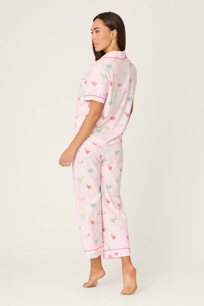 Whimsy Sip Happens Cropped PJ Set - LIGHT PINK